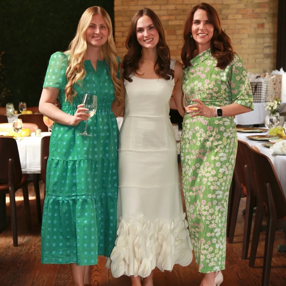 Alexis Cream Midi Dress with Floral Hem - Picture 9 of 9